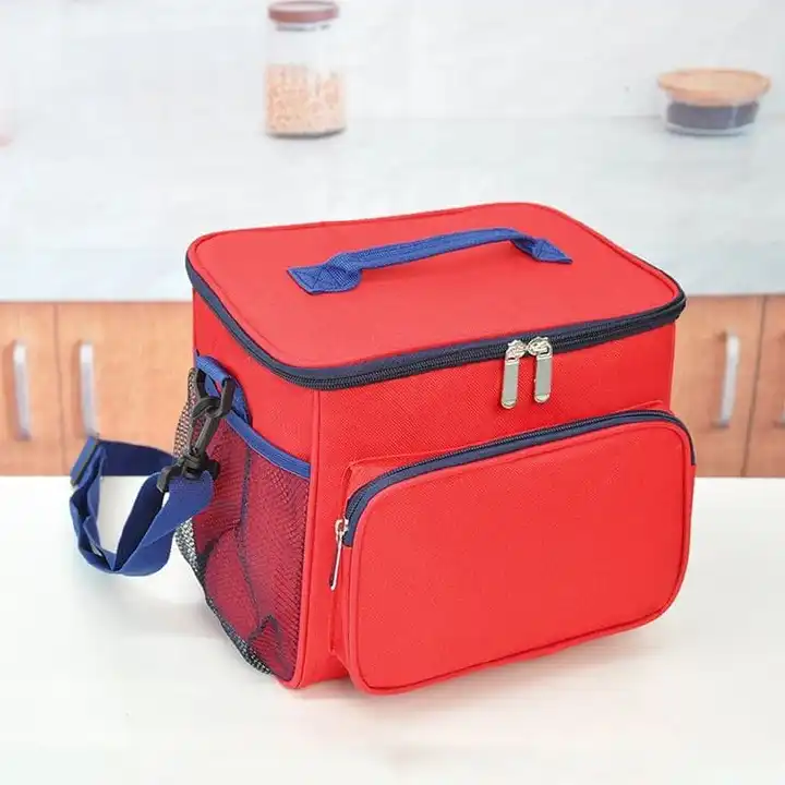 Single Cube Insulated Food Bag (Size18cm By 25cm By 22cm) Red