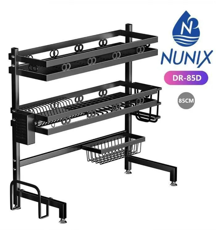 Nunix Dish Rack Over sink the Drainer 3 Tier Black, 85cm DR-85D